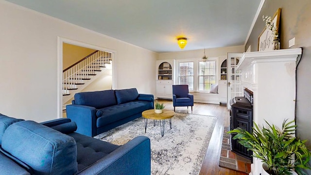 188 Upper Delevan Ave, Corning-City, NY 14830 - living area featuring stairs and dark wood-style floors