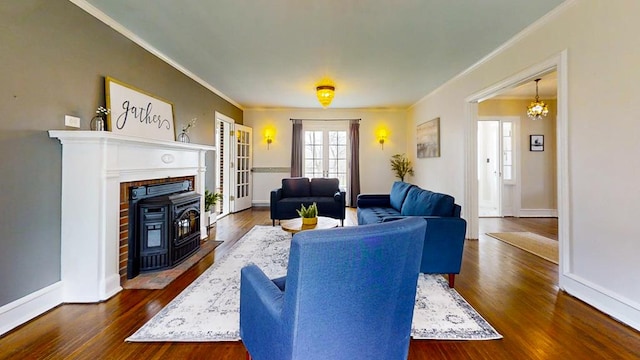 188 Upper Delevan Ave, Corning-City, NY 14830 - living room with ornamental molding, dark wood-style flooring, and baseboards