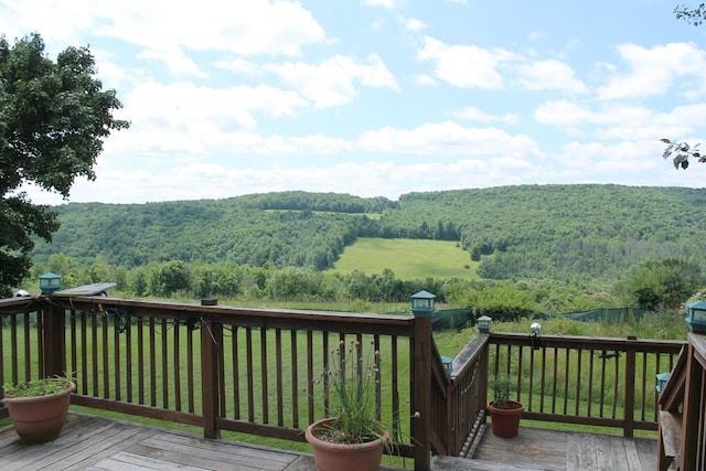 wooden deck with a yard