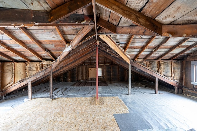 view of unfinished attic