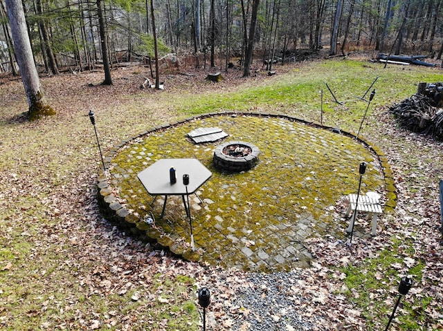 view of yard with an outdoor fire pit