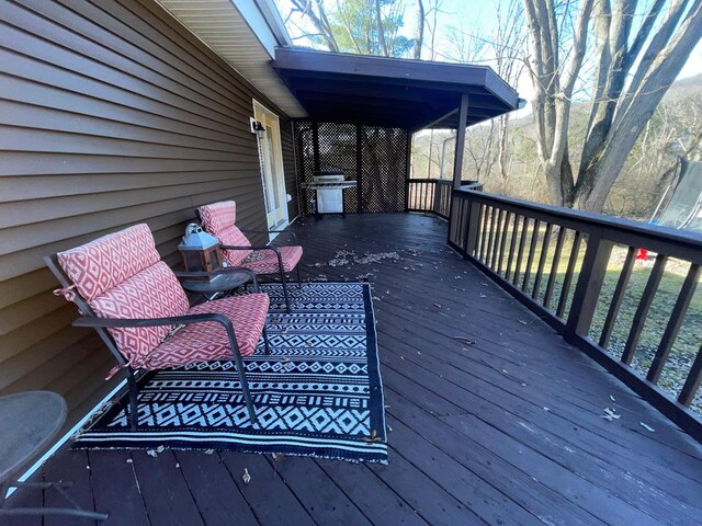 deck featuring area for grilling