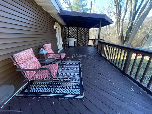 deck with a grill