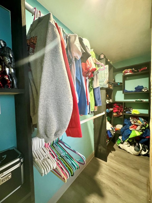 spacious closet featuring hardwood / wood-style floors