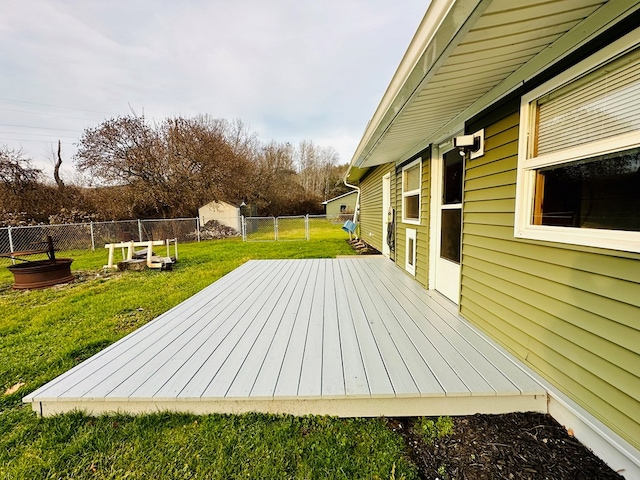 deck with a yard