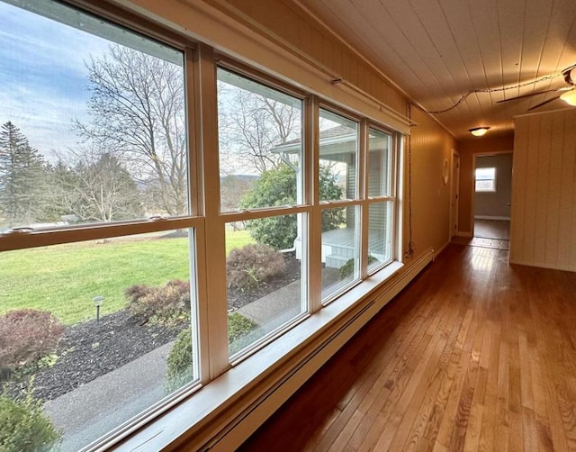 interior space featuring wooden ceiling