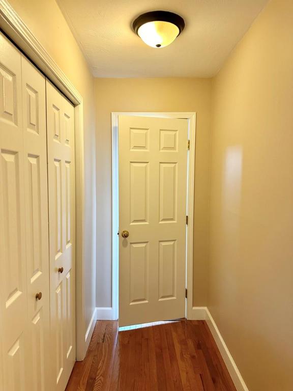 hall with dark wood-type flooring