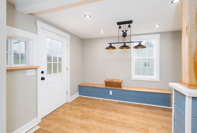 mudroom featuring wood-type flooring