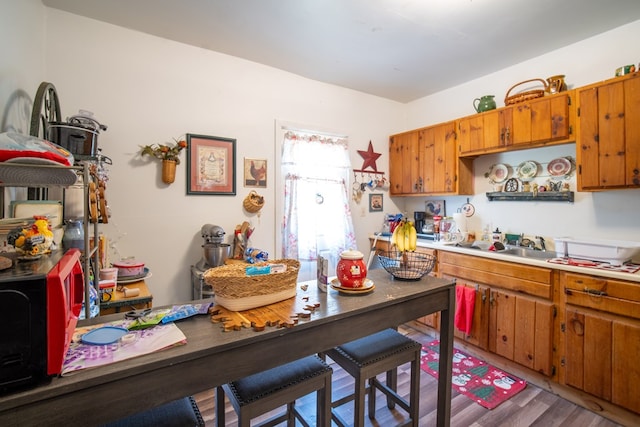 kitchen featuring dark wood-type flooring