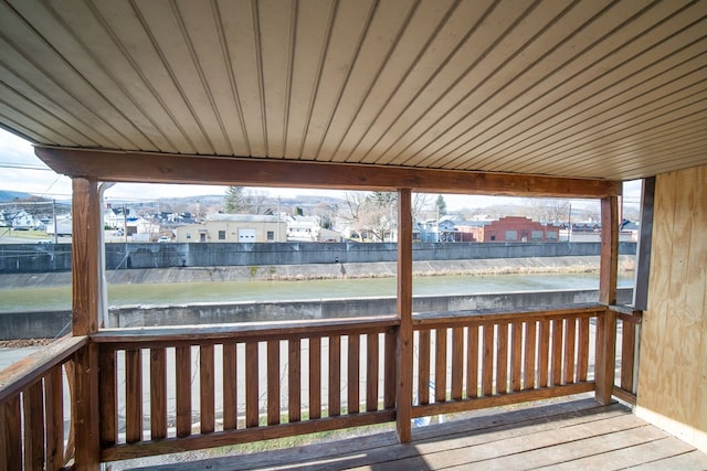 deck with a water view