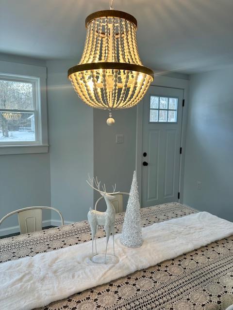 interior space with a notable chandelier