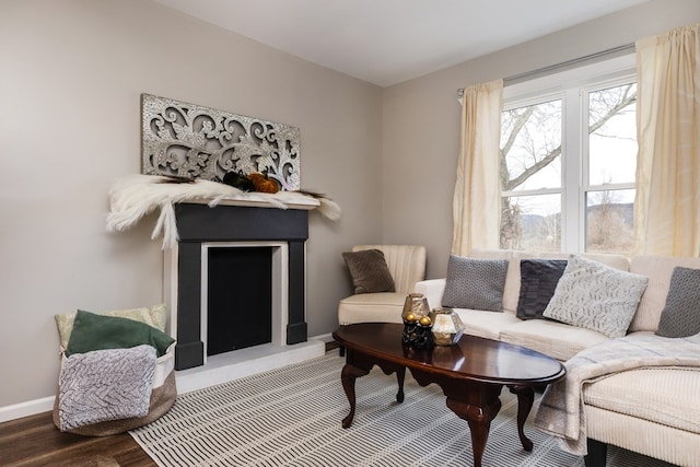 living room with wood-type flooring