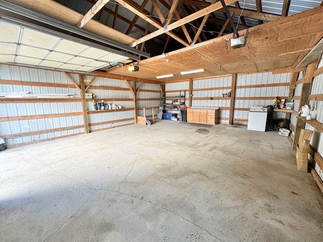 garage with a garage door opener