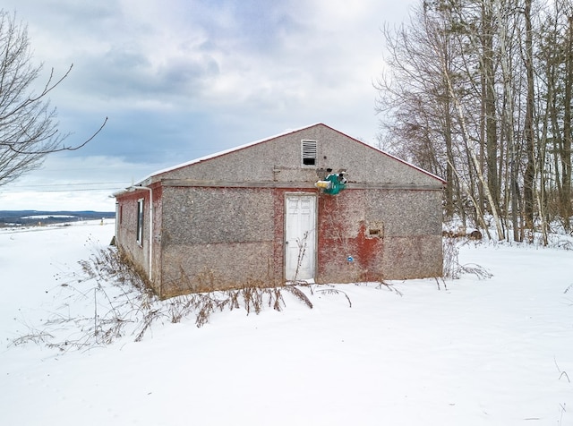 view of snow covered structure