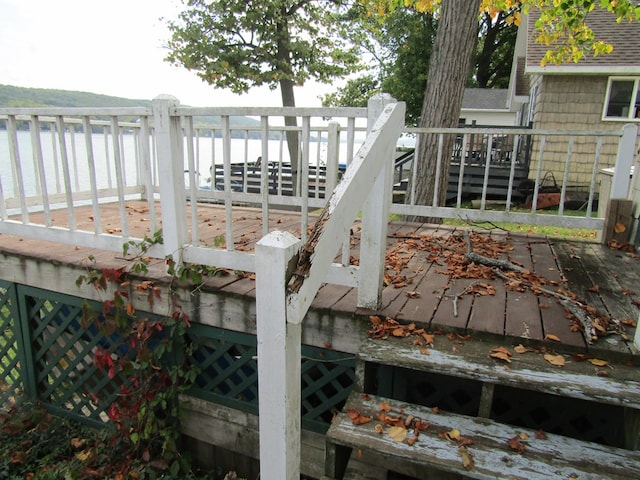 deck with a water view