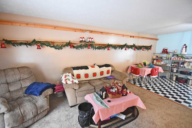 living room with carpet flooring