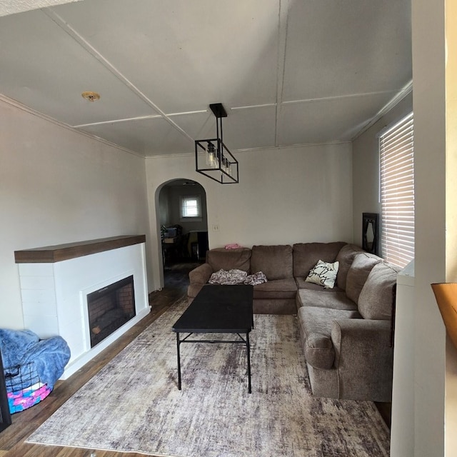 living room featuring wood-type flooring