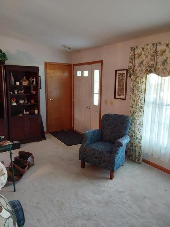 view of carpeted foyer