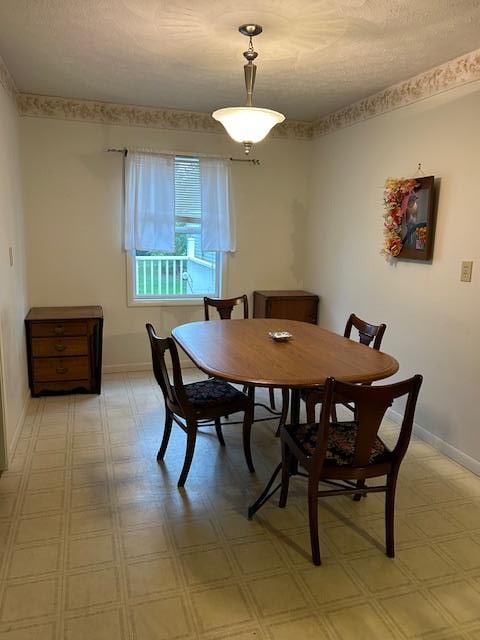 dining area featuring a textured ceiling