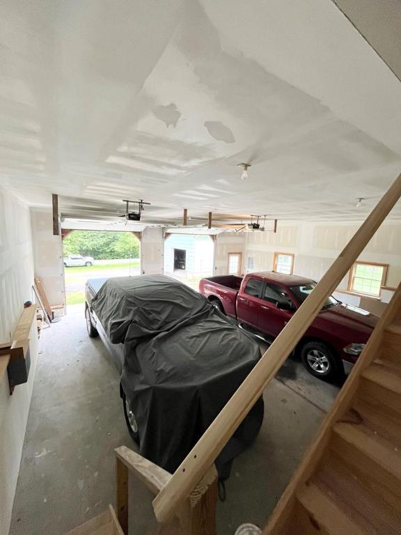 garage with a garage door opener