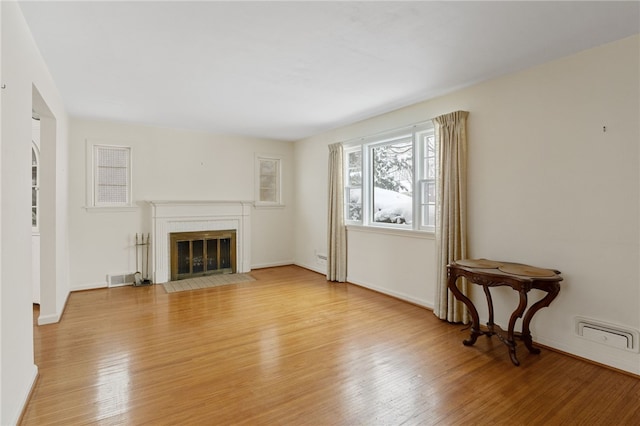 living room with light wood-type flooring