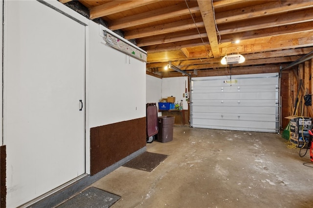 garage with a garage door opener