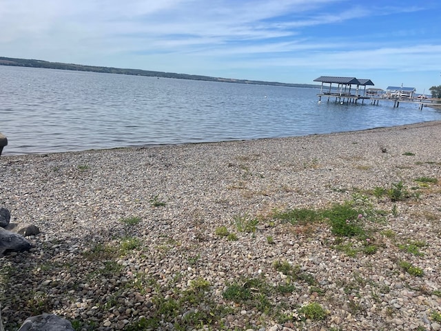 view of water feature featuring a dock