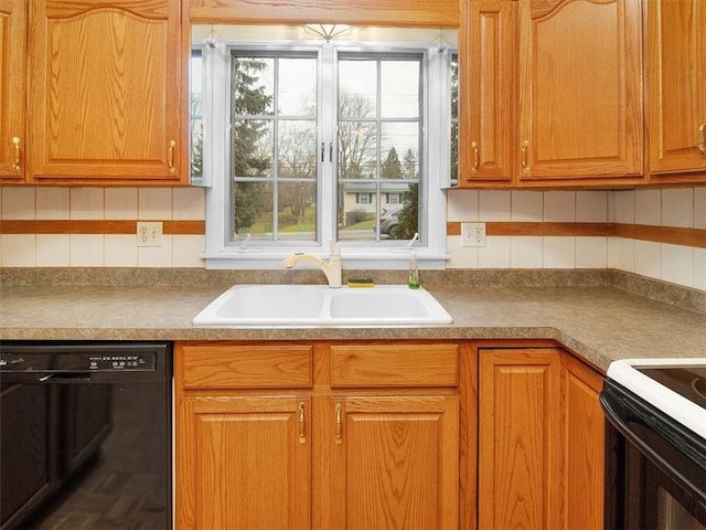 kitchen with sink and black appliances