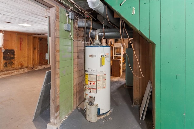 utility room with gas water heater