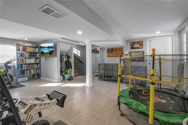 interior space with light tile patterned floors