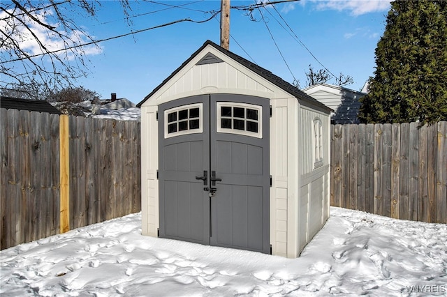 view of snow covered structure