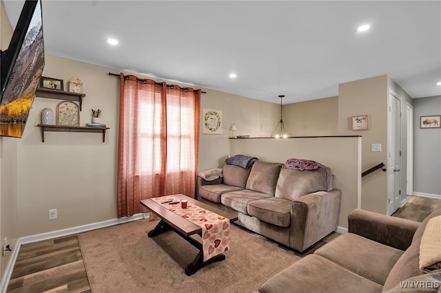 living room with hardwood / wood-style flooring