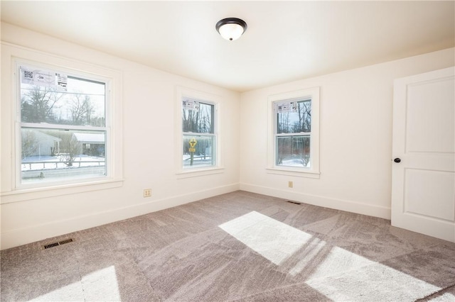 spare room featuring a healthy amount of sunlight and light carpet