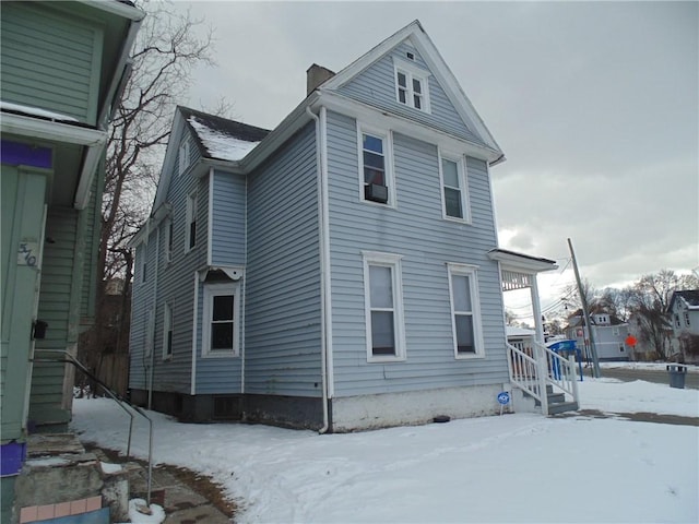 view of snow covered exterior