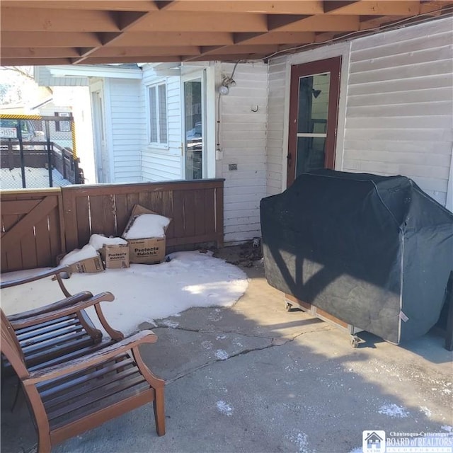 view of patio with a grill