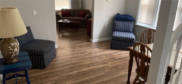 sitting room featuring dark hardwood / wood-style flooring