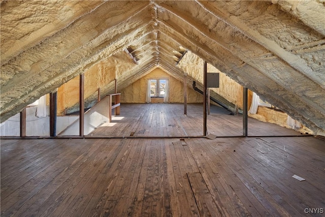 view of unfinished attic