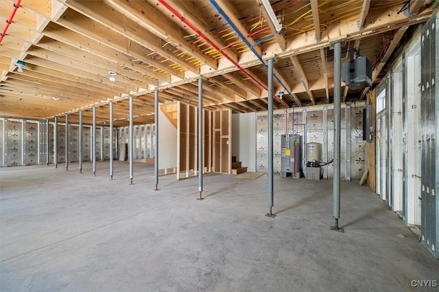 basement with water heater