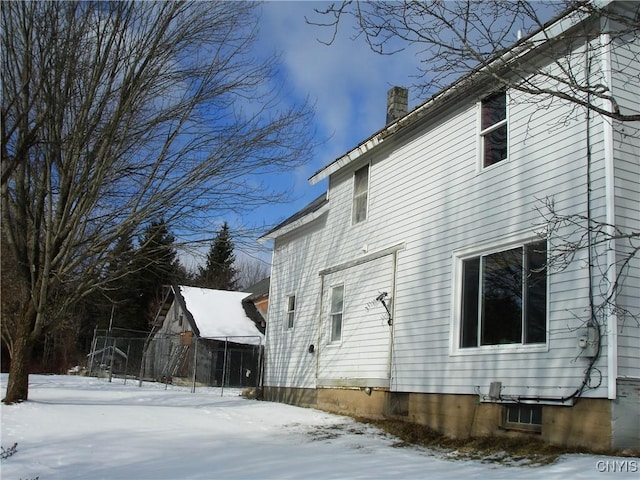 view of snow covered exterior