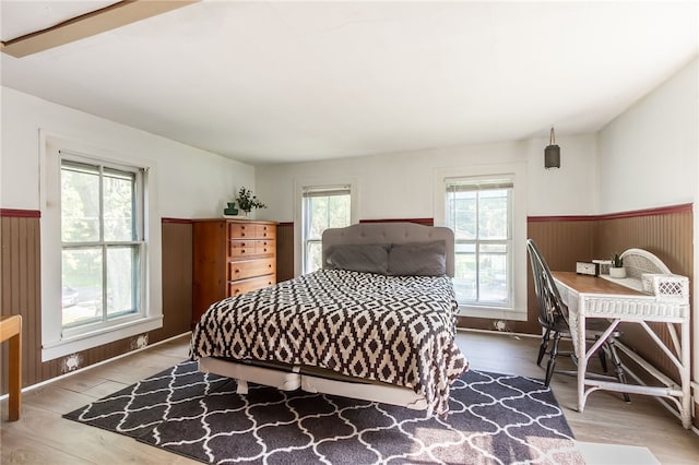 bedroom featuring multiple windows and wood-type flooring