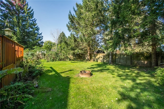 view of yard with an outdoor fire pit