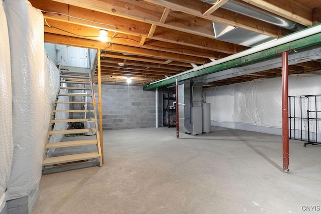 basement with heating unit