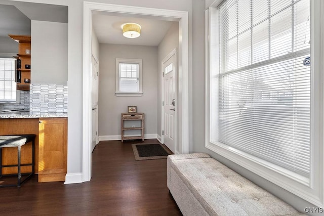 doorway to outside featuring dark hardwood / wood-style floors