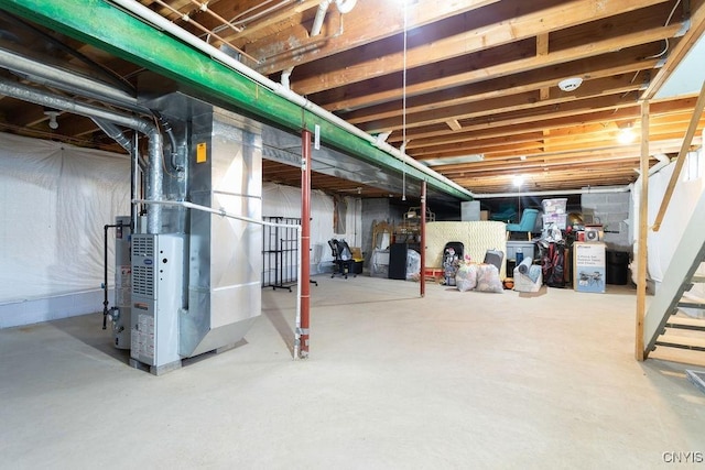 basement with gas water heater