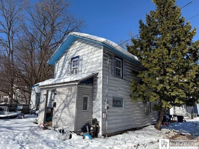 view of snow covered exterior