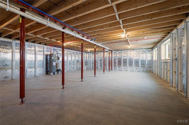 basement with electric water heater