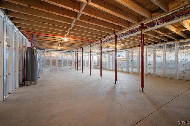 basement featuring water heater