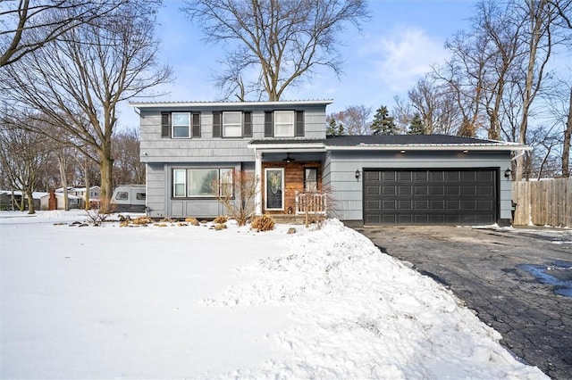 view of front property with a garage