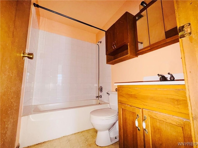 full bathroom featuring toilet, vanity, and shower / bathtub combination