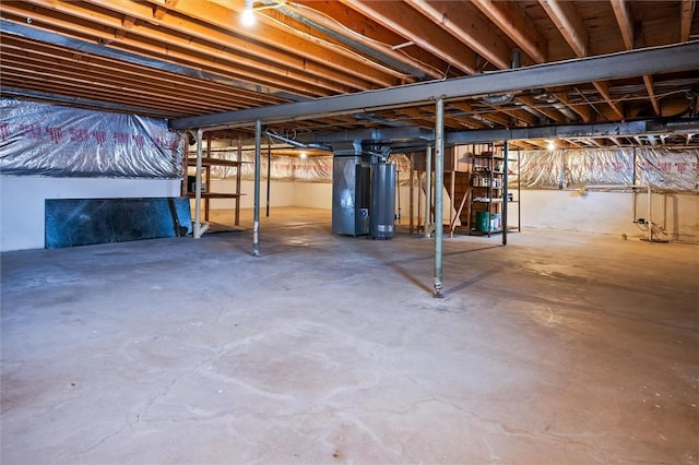 basement with water heater